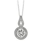Silver Round Cz With Halo Necklace